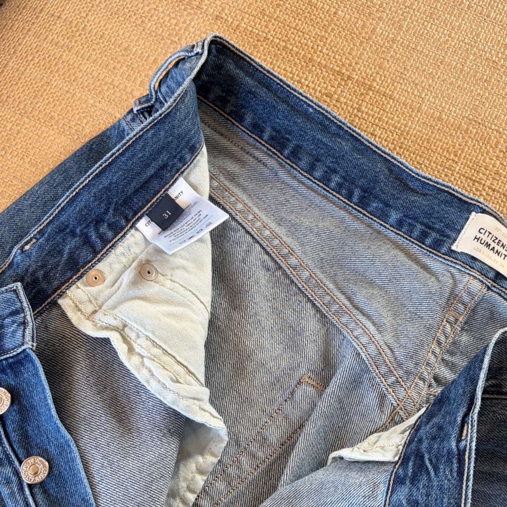 Citizens Of Humanity Wide Leg Drawstring Jeans in Medium Blue - Picture 4 of 4